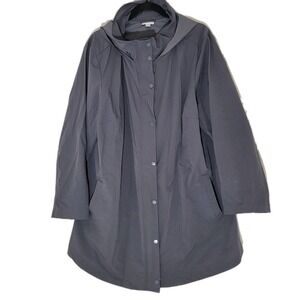 J. Jill Fit Water-Resistant Hooded Anorak Plus Size 2x Grey Pockets Windbreaker